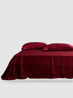 Parure de lit en soie naturelle rouge 150x200