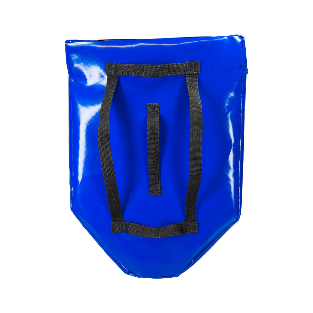 Abwehrschild für Diensthundetraining, robustes Blachen Material blau. Rückseite