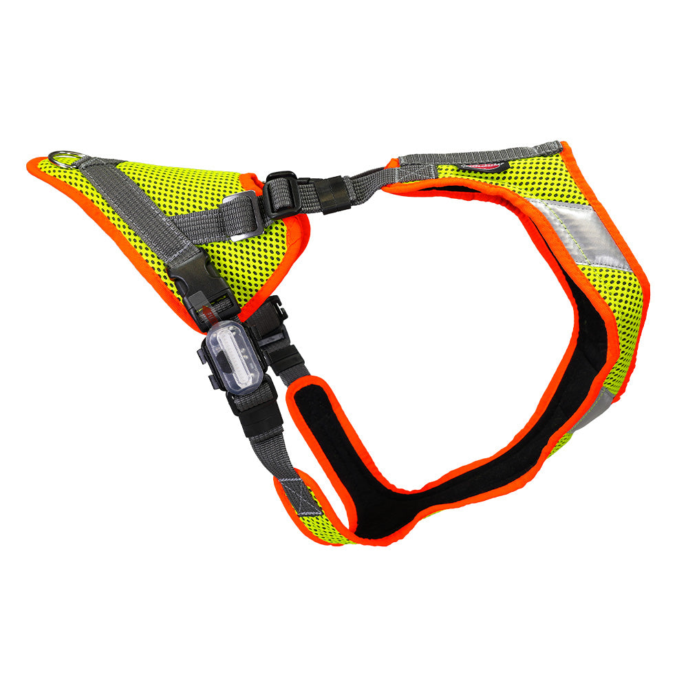 Mantrailing-Geschirr V mit Reflektor und LED Leuchtorange