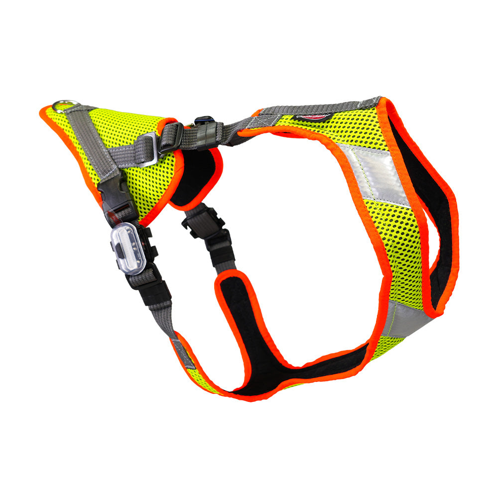 Mantrailing-Geschirr V mit Reflektor und LED Leuchtorange