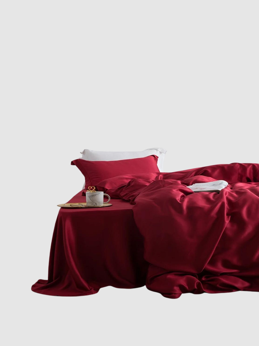 Parure de lit en soie 25 Momme 220x240 - Rouge