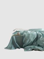 Parure de lit en soie 25 Momme 200x230 - Turquoise