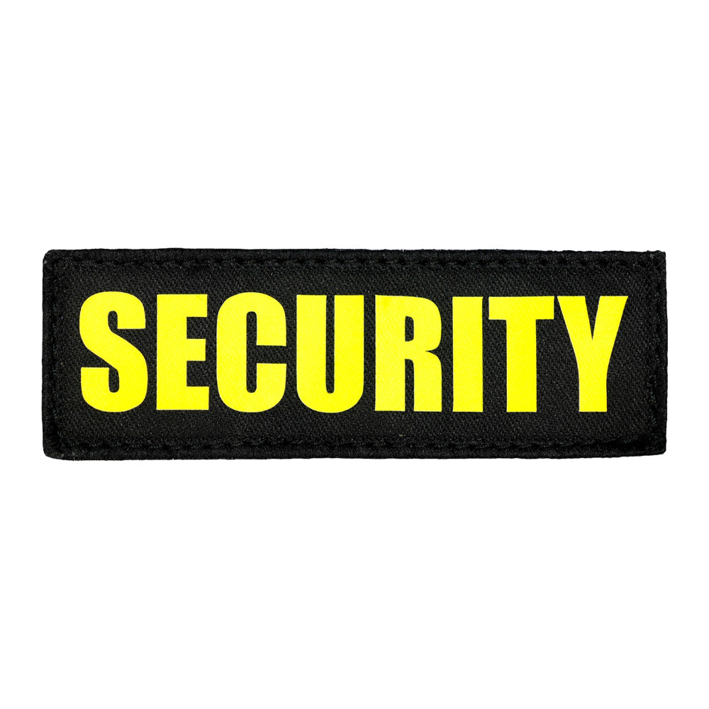 Klettpatch schwarz, leuchtgelbe Schrift "SECURITY"
