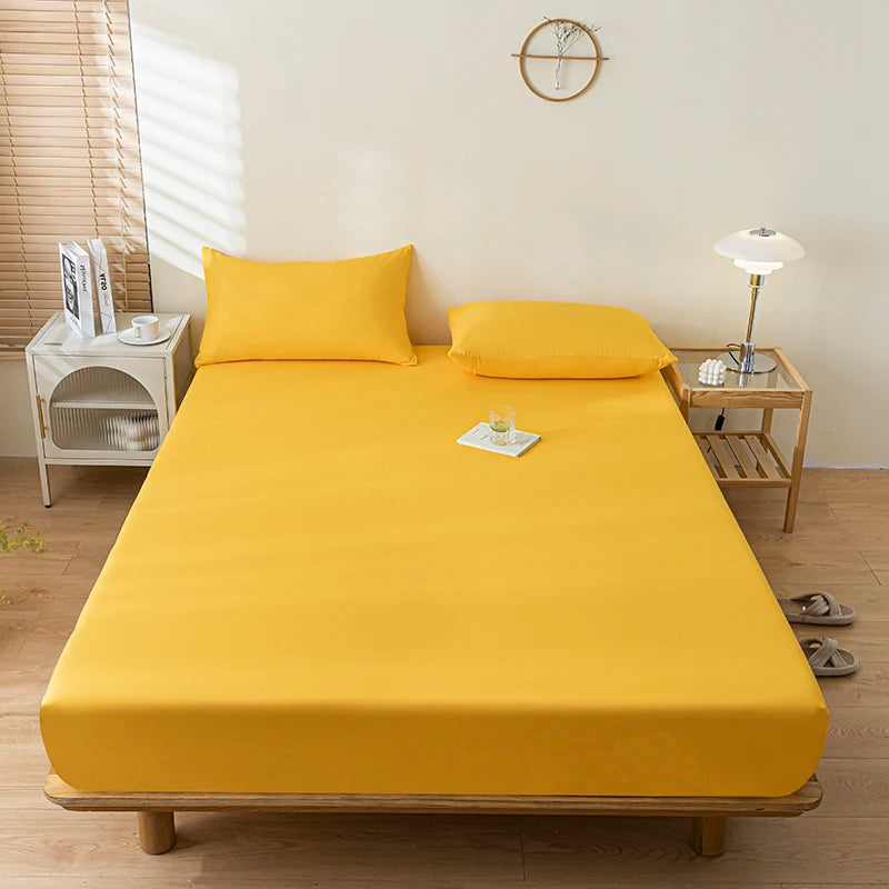 Drap housse imperméable jaune - Taie d’oreiller 48x74cmx2