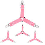 Clip triangulaire antidérapant pour draps ajustable - 4 Pcs Rose