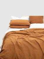Drap plat en lin 180x230 - Terracotta