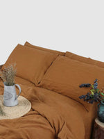 Drap plat en lin 200x230 - Gingembre