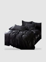 Parure de lit en soie 180x220 - Noir