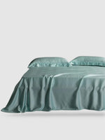 Drap plat en soie naturelle 245x270 - Turquoise