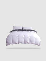 parure de lit uni 220x240 - Blanc/gris
