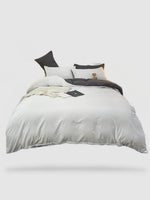 housse de couette couleur unie 140x200 - Blanc/gris