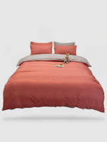 housse de couette couleur unie 140x200 - Rouge/gris