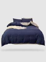 housse de couette couleur unie 200x200 - Bleu foncé/gris