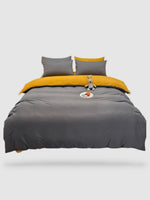 housse de couette couleur unie 200x200 - Gris/jaune