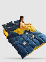 housse de couette d’hiver 220x240 - Bleu/jaune