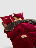 housse de couette d’hiver 220x240 - Rouge/gris