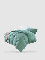 housse de couette coton lavé 240x260 - Turquoise