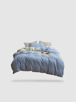 housse de couette brodée 180x220 - Bleu