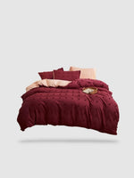 housse de couette brodée 180x220 - Bordeau