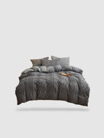 housse de couette brodée 180x220 - Gris anthracite