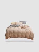 housse de couette brodée 220x240 - Beige
