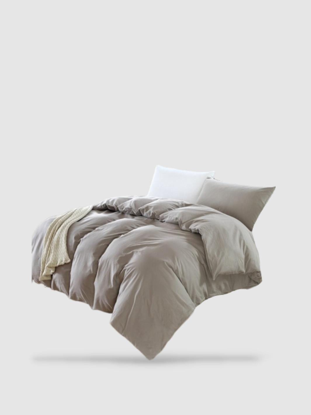 housse de couette coton lavé 160x210 - Beige clair