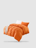 housse de couette coton lavé 160x210 - Orange