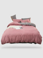 housse de couette couleur unie 180x220 - Rose/gris