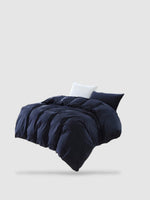 housse de couette coton lavé 220x220 - Bleu foncé