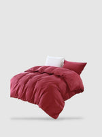housse de couette coton lavé 210x240 - Bordeau