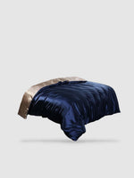 Housse de couette en soie de mûrier 220x240 - Bleu/beige