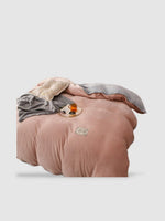 housse de couette hiver 180x220 - Saumon/gris
