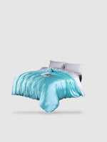 Housse de couette en soie de mûrier 150x200 - Bleu/blanc