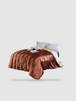 Housse de couette en soie de mûrier 230x230 - Marron/beige