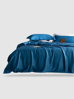 Housse de couette en soie naturelle 220x220 - Bleu