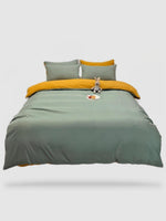 housse de couette couleur unie 200x230 - Vert/jaune