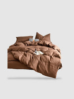 housse de couette unie 240x260 - Marron