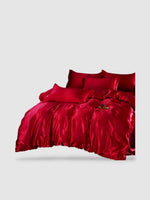 Parure de lit en soie 220x240 - Rouge