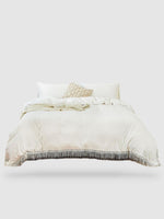 parure de lit pompon 200x200 - Blanc