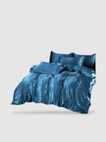 Parure de lit en soie 150x200 - Bleu nuit