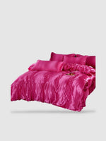 Parure de lit en soie 150x200 - Rouge rose