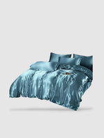 Parure de lit en soie 180x220 - Bleu