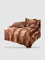 Parure de lit en soie 180x220 - Marron clair
