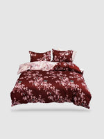parure de lit motif Floral 220x220 - Rouge/blanc