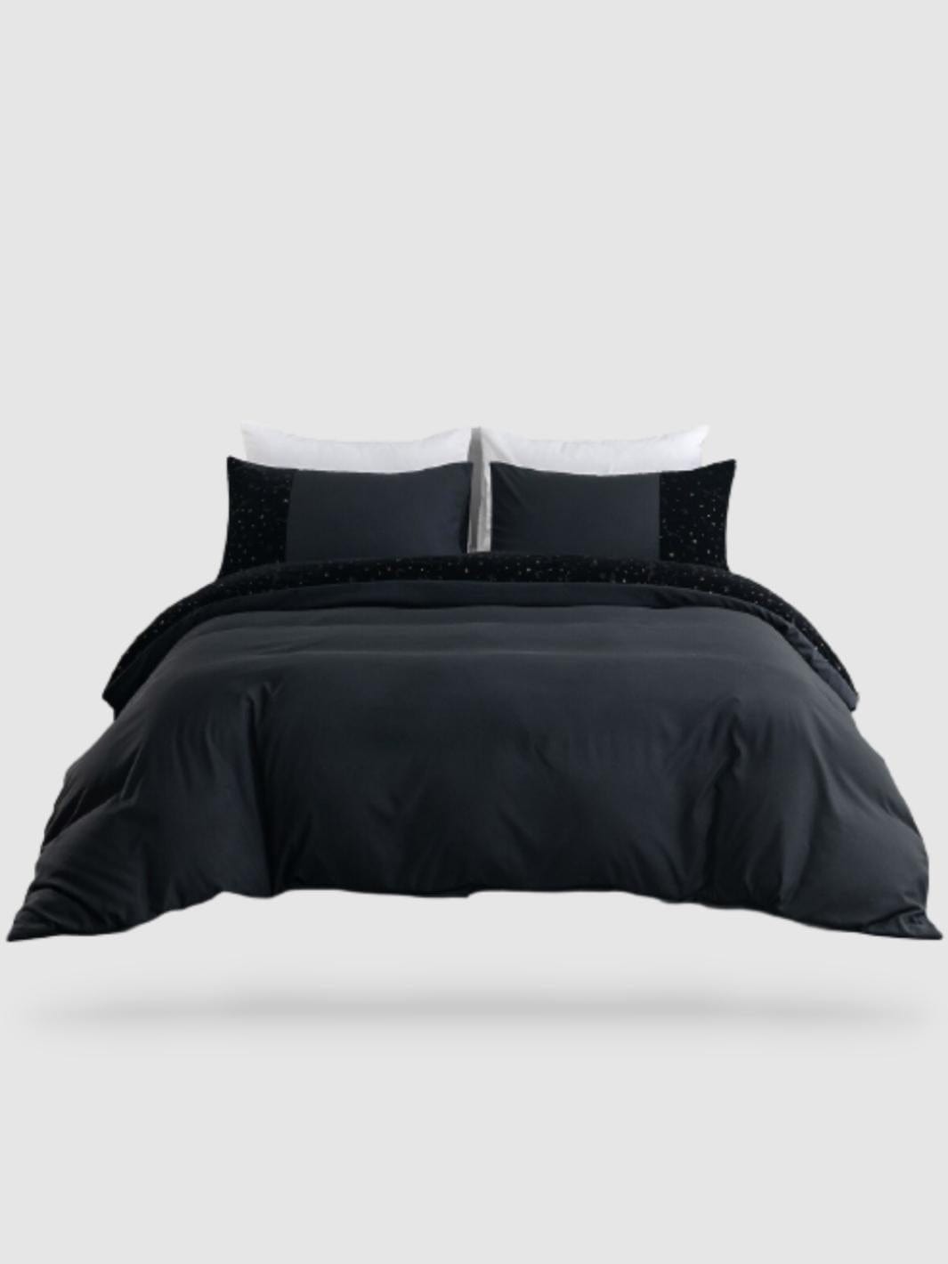 parure de lit patchwork 260x220 - Noir