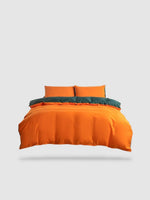 parure de lit uni 135x200 - Orange/vert