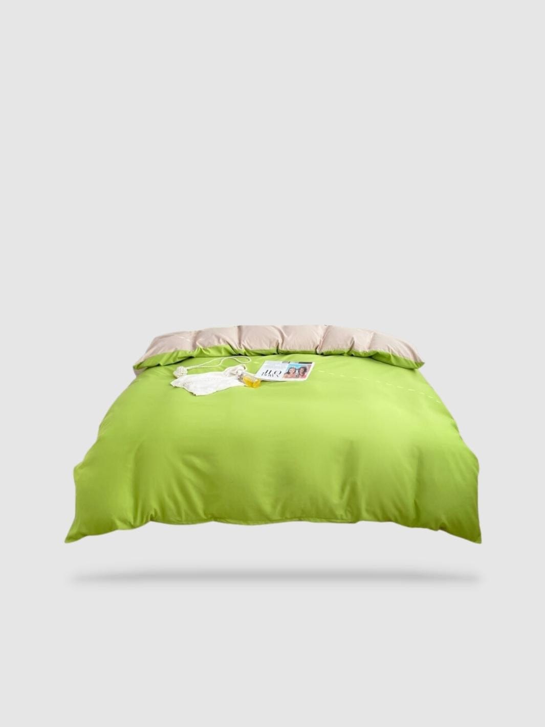housse de couette tibétaine 200x220 - Vert pomme/beige